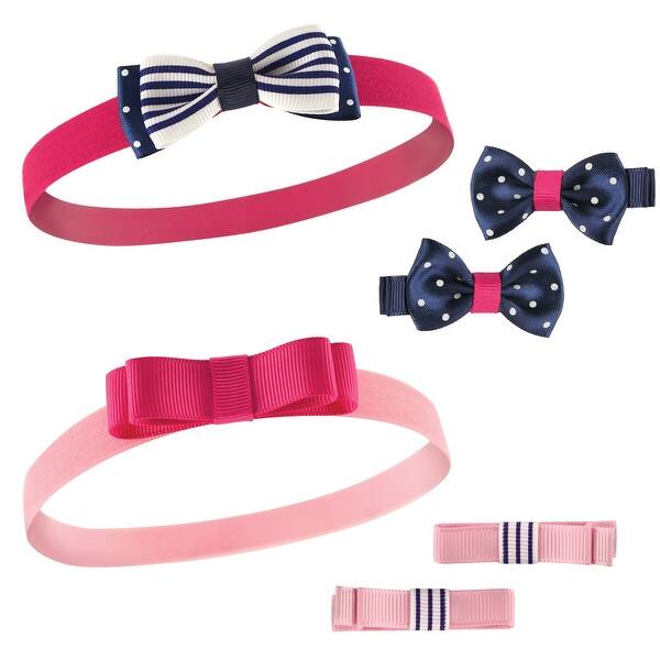 slide 1 of 1, Hudson Baby Infant Girl Headbands 6pk, Navy Pink, 0-24 Months - Navy Pink Navy Pink - 0-24 Months