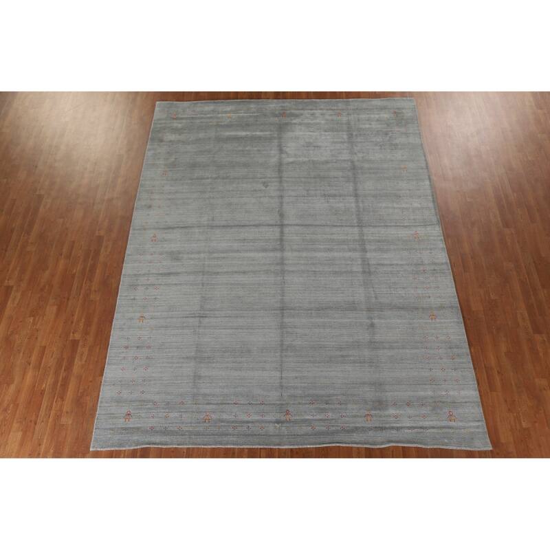 Grey Gabbeh Area Rug Handmade Wool Carpet - 8'11"x 11'9"