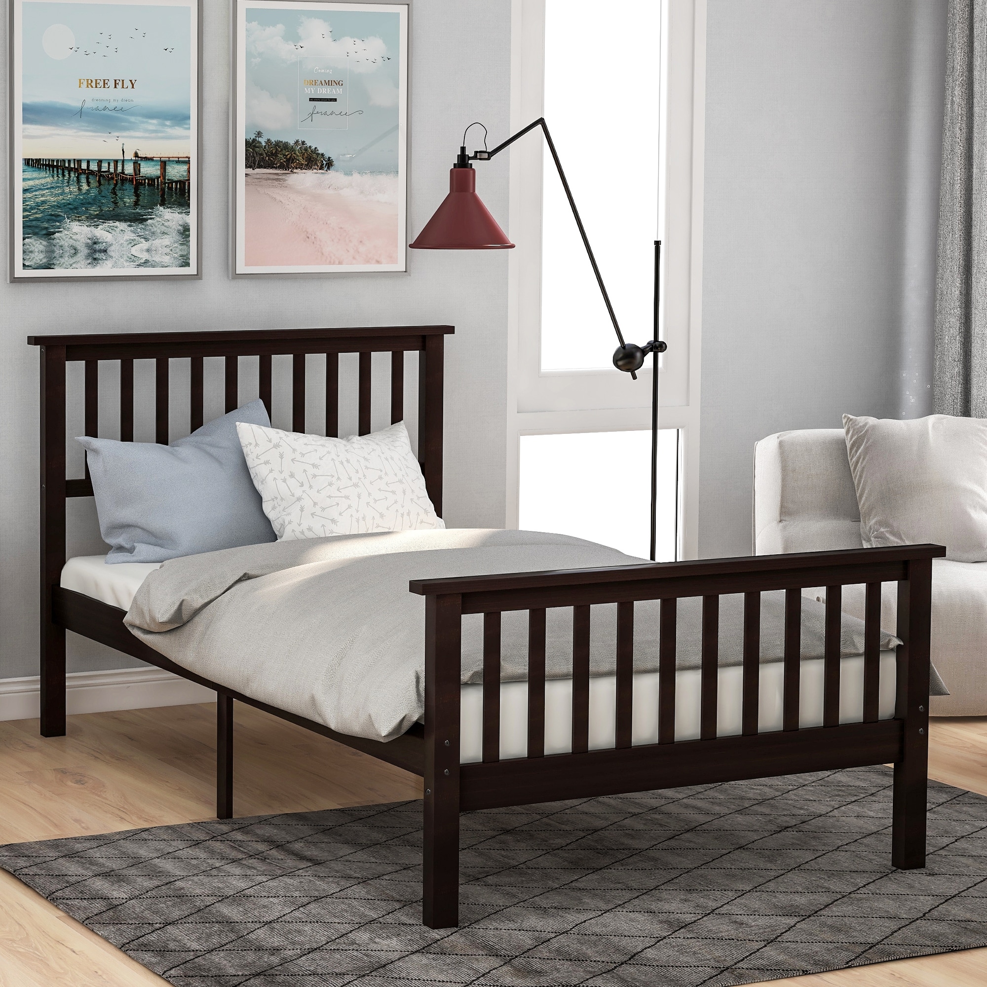 Zijdelings verkoopplan huilen Nestfair Twin Wood Platform Bed with Headboard and Footboard - On Sale -  Overstock - 31971046