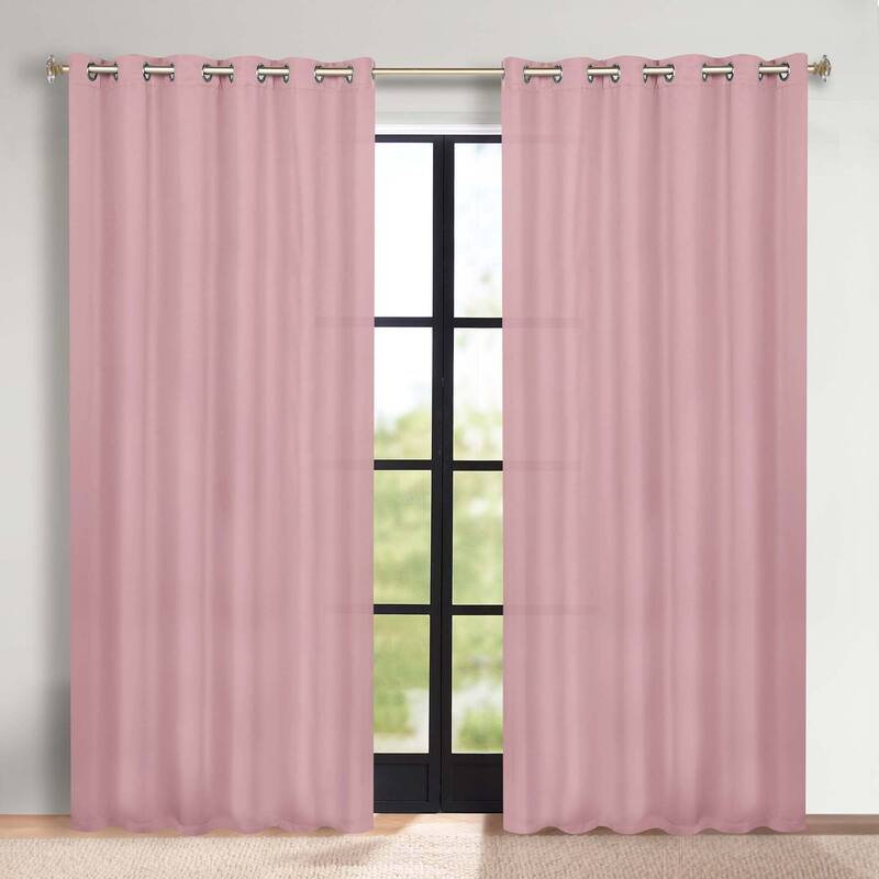 Superior Solid Machine Washable Room Darkening Grommet Blackout Curtains, Set of 2