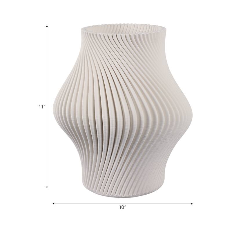 Porcelain Vase with Ribbed Contemporary Design and Curved Silhouette