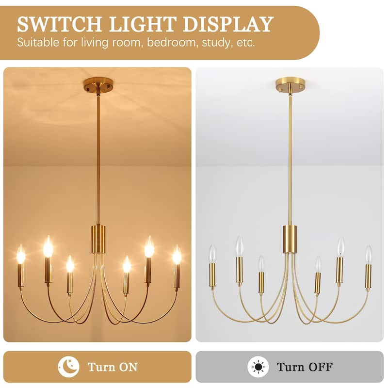 6-Light Modern Candlestick Hanging Linear Chandelier Lighting Island Chandelier for Kitchen Island