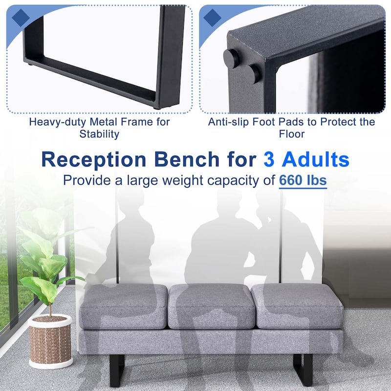 Costway Waiting Room Bench Seating with Metal Frame Leg Upholstered - See Details