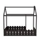 preview thumbnail 20 of 27, Twin Size Wooden House Bed Frame with Roof and Fence, Sturdy Pinewood Construction for Kids and Teens