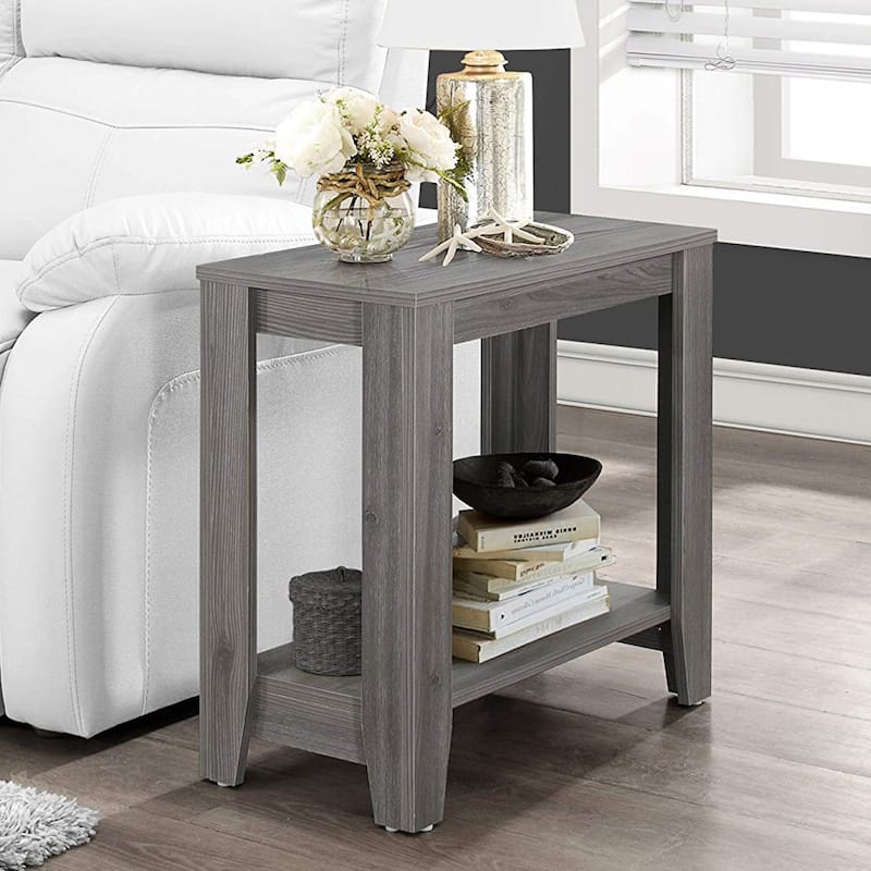 24" Grey Console Table with Lower Shelf Narrow Wood Table for Entryway or Living Space - 23.75”L x 11.75”W x 22”H