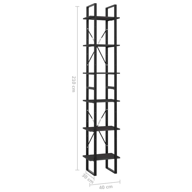 vidaXL 6-Tier Book Cabinet Gray 15.7"x11.8"x82.7" Chipboard - 15.7" x 11.8" x 82.7" - 15.7" x 11.8" x 82.7"