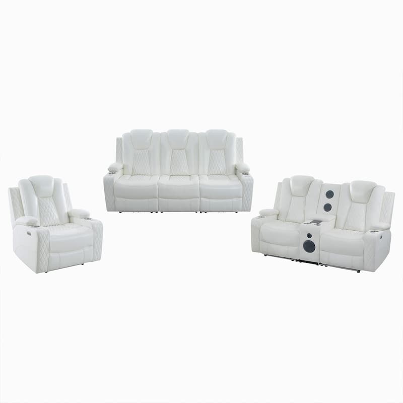 Premium Air Leather Home Theater Loveseat with LED Lights, Recliner with Built-in Speakers & Wireless Charging