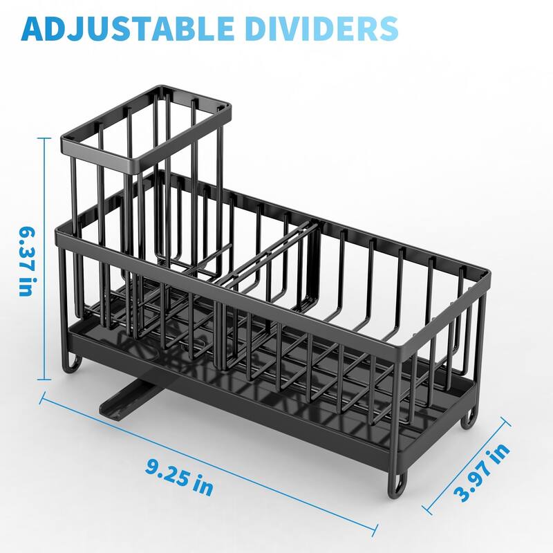 Black 304 Steel Sink Caddy w/Tall Brush & Sponge - Rustproof