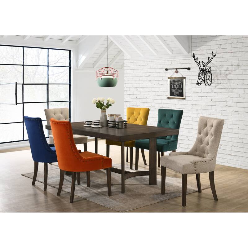 Side Chair, Orange Velvet & Espresso Finish