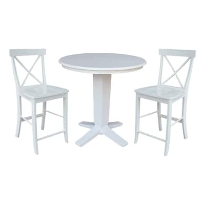 36 in Solid Wood Round Top Counter Height Dining Table with Stools