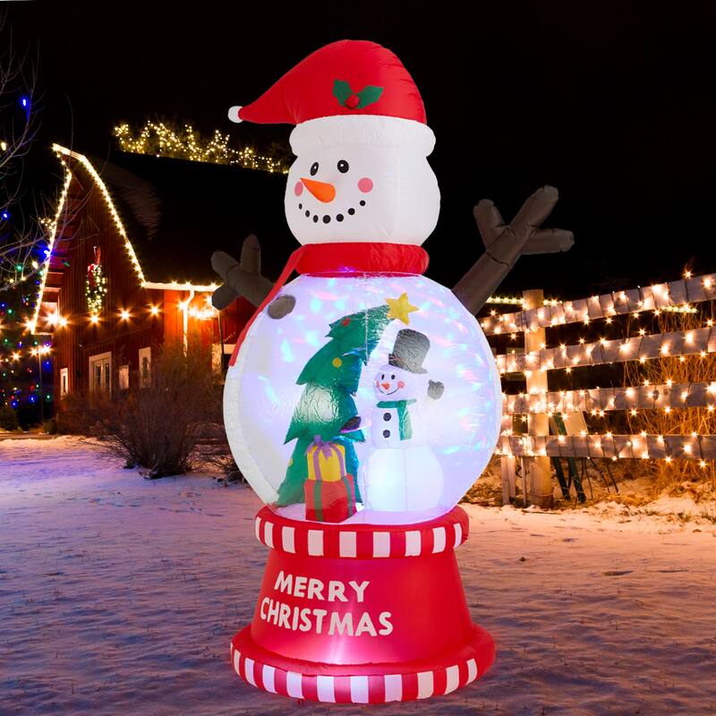 Glitzhome 8FT Lighted inflatable Snowman Globe Scene Decor