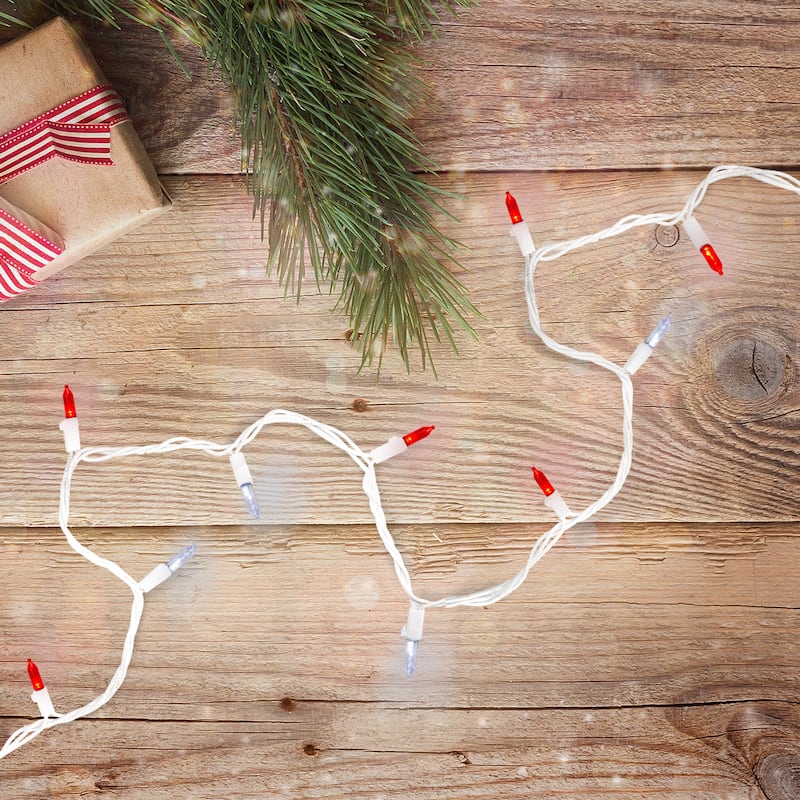 100-Count LED Mini Christmas Lights 33ft White Wire - 33'