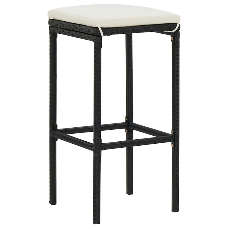 vidaXL 5 Piece Patio Bar Set with Cushions Black Poly Rattan - 15" x 15" x 29.9"