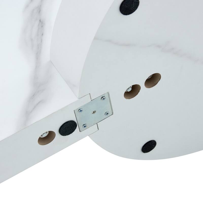 Roomfitters Double Layer Coffee Table with White Marble and Wood Grain Finish, Artistic Modern Design