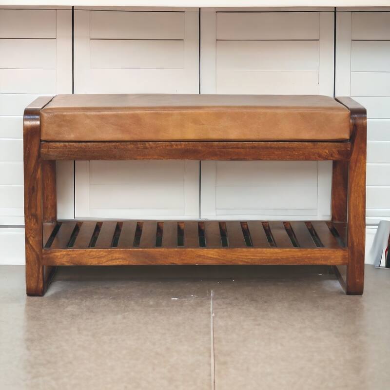 Artisan Furniture Solid Wood Buffalo Slatted Hallway Bench