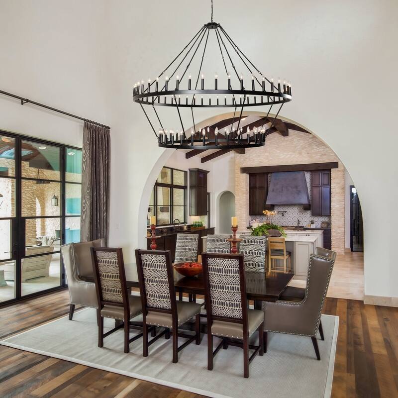 2 Tier Wagon Wheel Chandelier Large Farmhouse Rustic Round Chandeliers