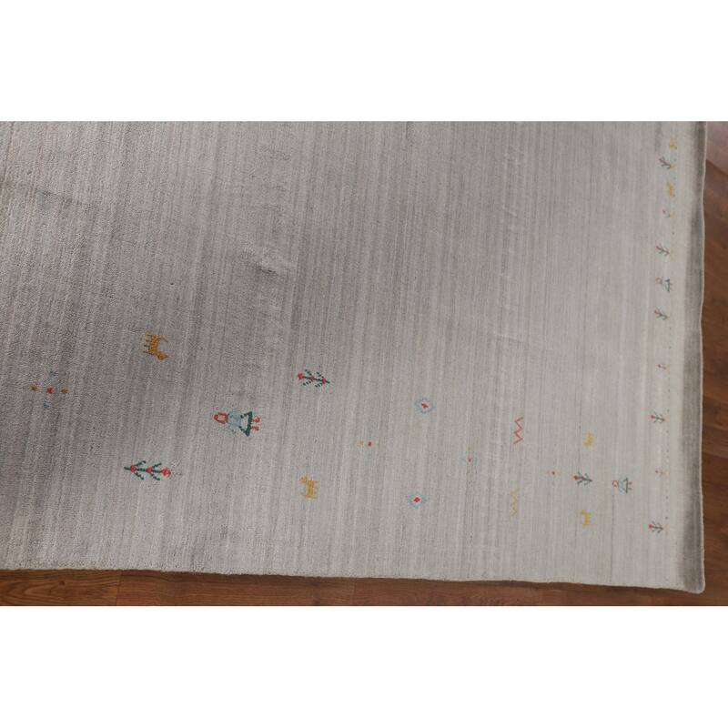 Beige Tribal Gabbeh Oriental Area Rug Handmade Wool Carpet - 7'11" x 9'8"