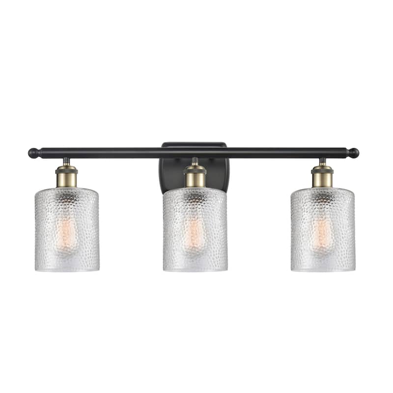 Innovations Lighting Cobbleskill 3 Light 26" Wide Bathroom Vanity - Black Antique Brass / Clear
