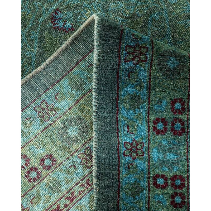 Overton Handknotted Wool Vintage Inspired Contemporary Overdyed Gray Area Rug - 17' 9" x 9' 1"