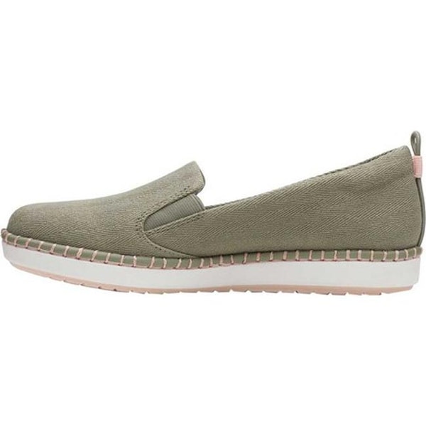 clarks step glow slip olive