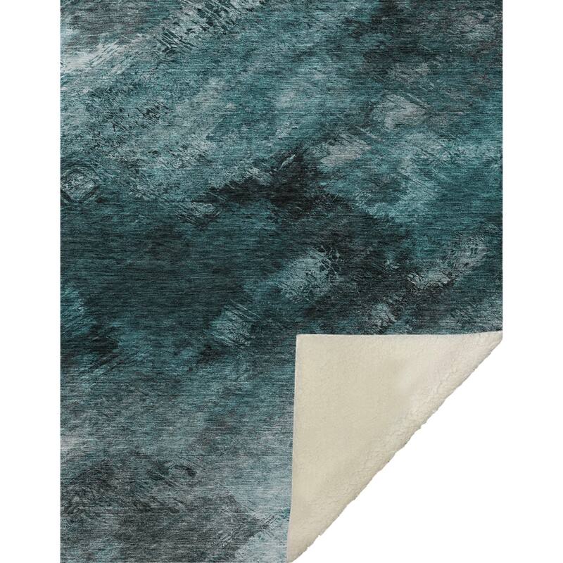 Premium Machine Washable Modern Abstract Sherpa Throw Blanket