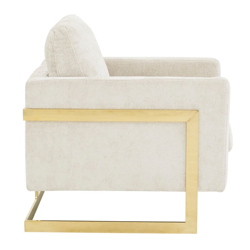 Lincoln Sofa Upholstered Boucle Accent Single Seater Arm Chair with Gold Stainless Steel Frame for Bedroom Living Room