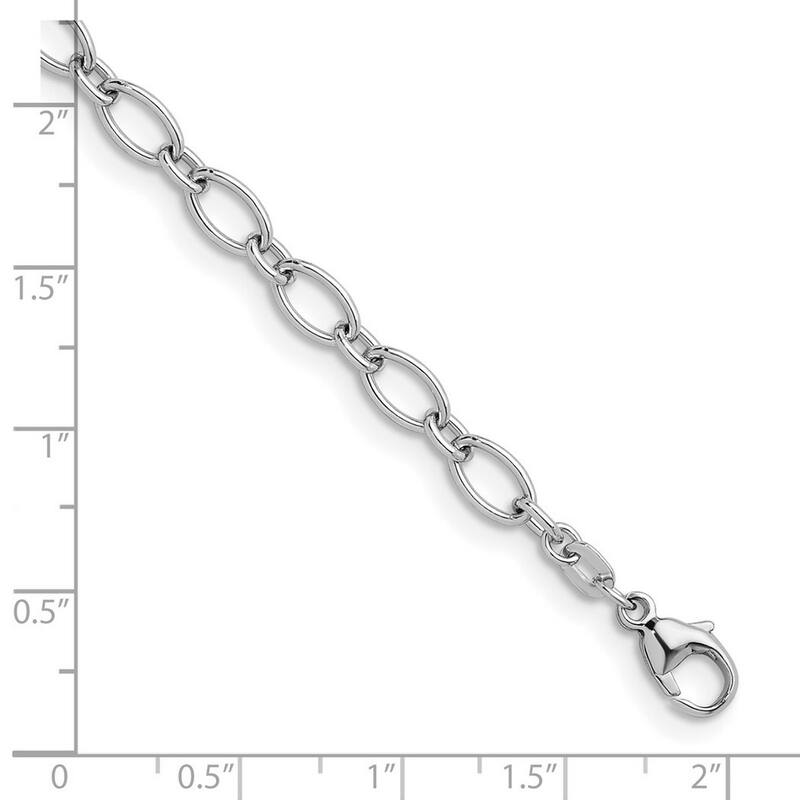 Curata 925 Sterling Silver Solid Rhodium 4.9mm Fancy Figaro Chain for Men