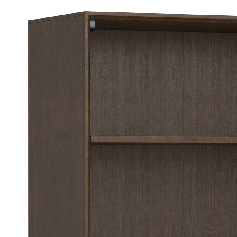 WYNDENHALL Devlin SOLID HARDWOOD and Metal 66 x 30 inchRectangle Industrial Open Shelf Bookcase in Walnut Brown