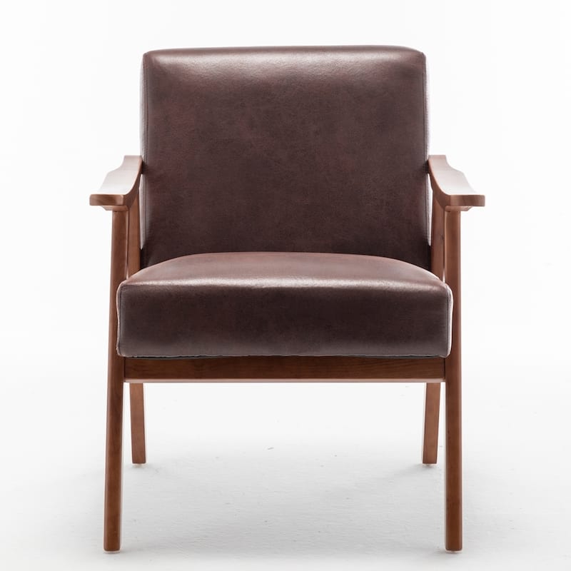 Extra-Thick Backrest Accent Chair with Solid Wood Frame