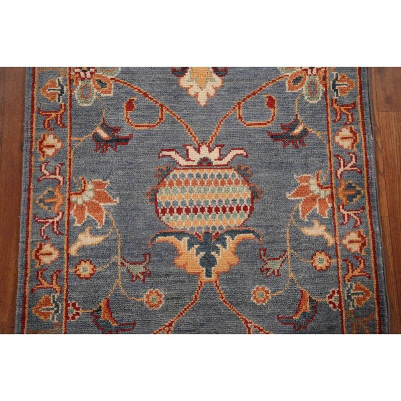 Kazak Oriental Runner Rug Handmade Traditional Blue Wool Carpet - 2'3" x 5'9"