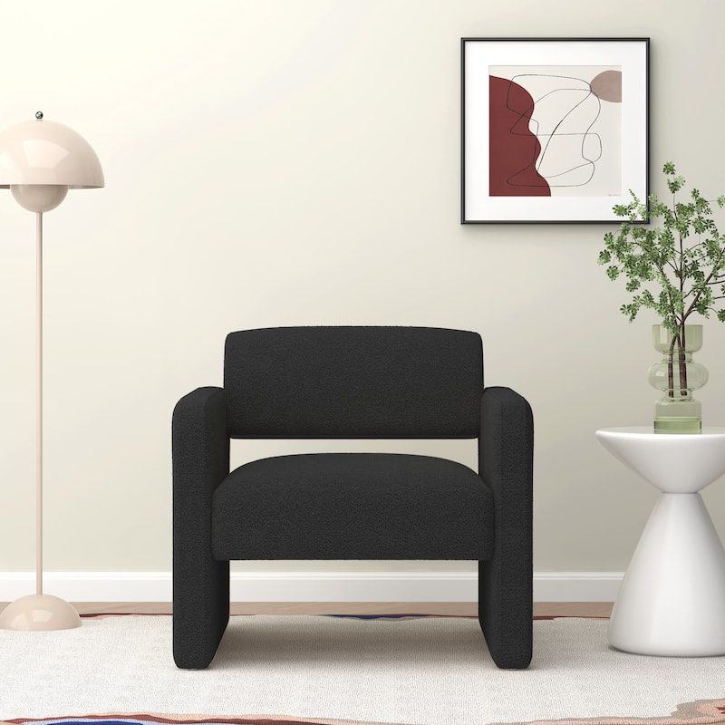 Upholstered comfortable chair with armrests - Black