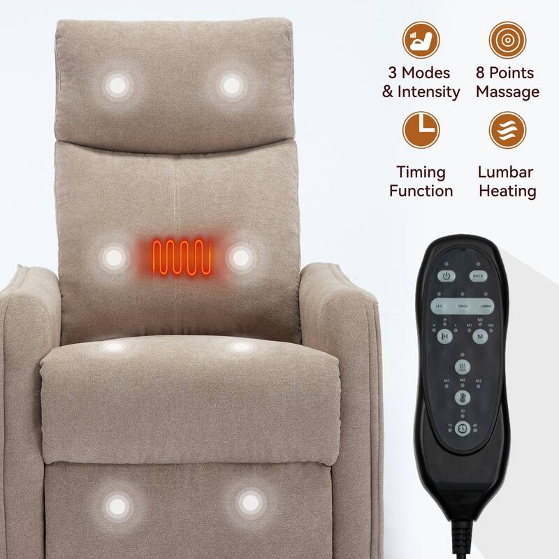 Heat Massage Manual Recliner Chair with 360° Swivel and Rocker Function