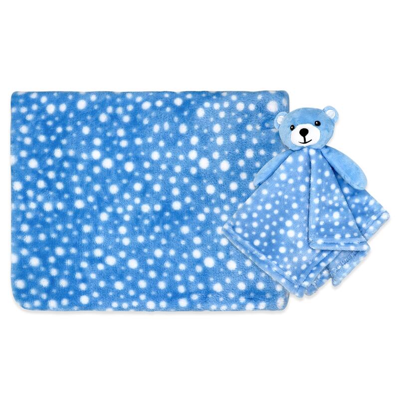 Baby Boys and Baby Girls Plush Blanket with Nunu Lovey Toy - Blue