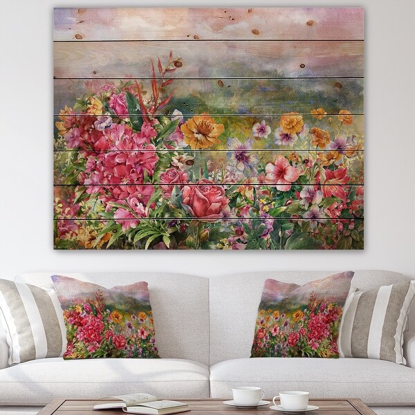 Designart 'Multicolored Spring Flowers With Misty Background' Farmhouse ...