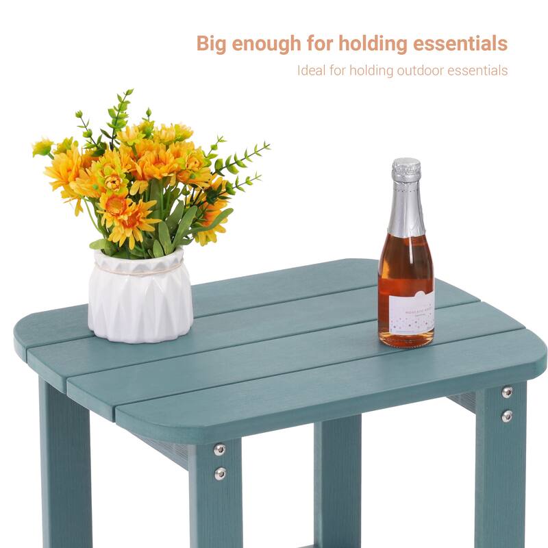 LIVOOSUN Patio Adirondack Plastic Wood Outdoor Side Table for Deck