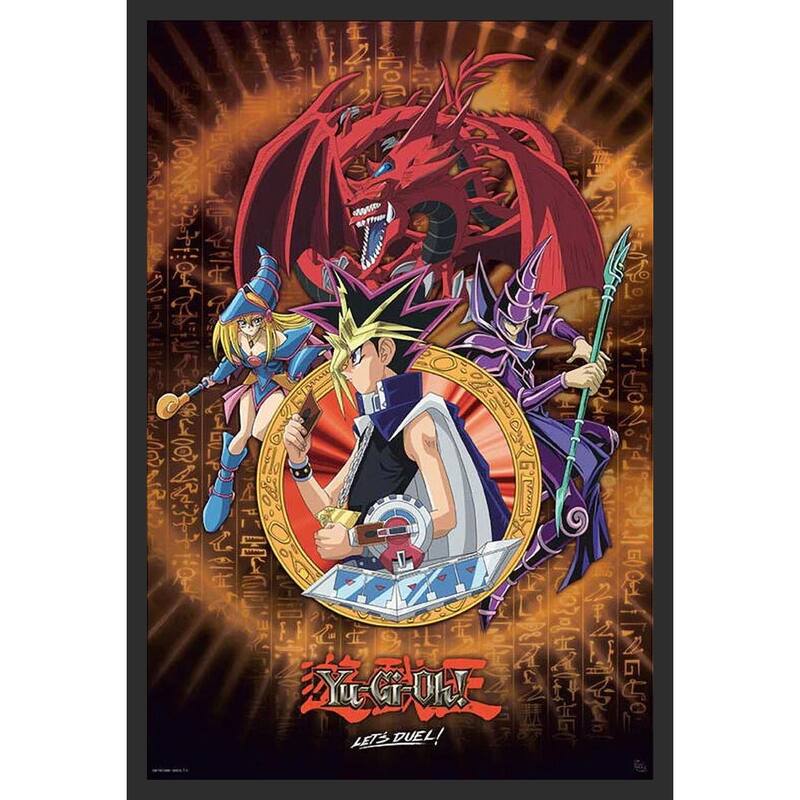 Yu Gi Oh! Yugi Slifer & Magician Framed Art Poster - 24 x 36 Inch