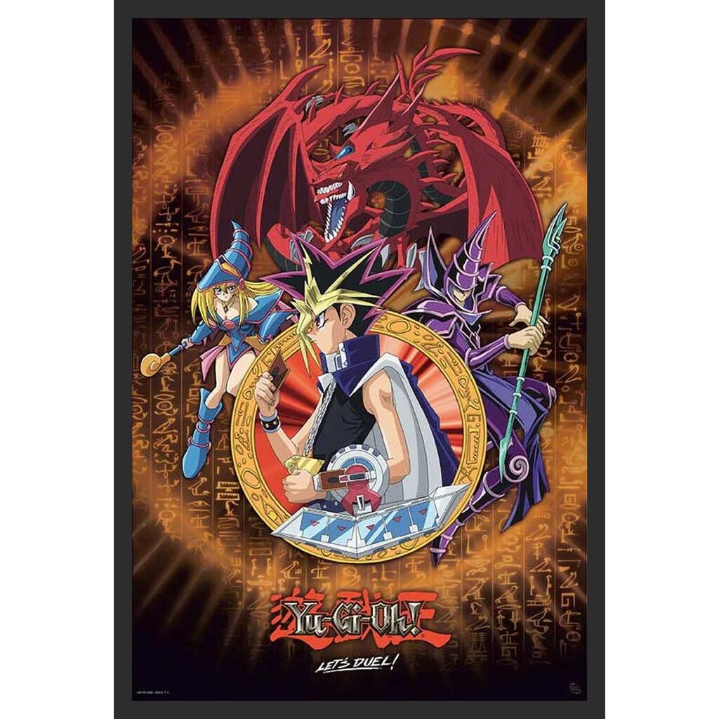 Yu Gi Oh! Yugi Slifer & Magician Framed Art Poster - 24 x 36 Inch