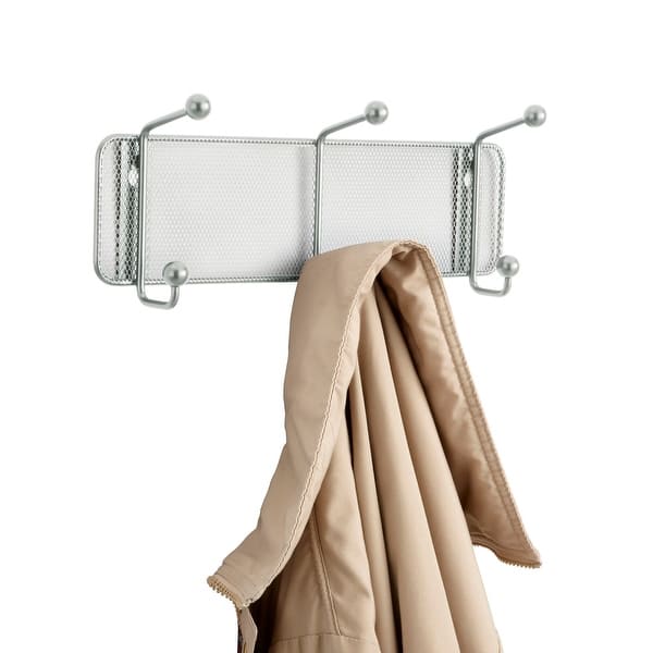 slide 2 of 3, Onyx Wall Clothing Rack, 3 Hook Metal Coat Hanger Silver