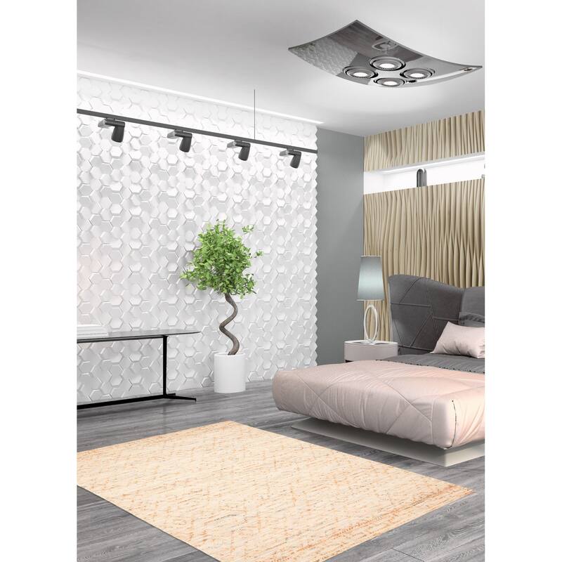 ECARPETGALLERY Braid weave Sienna Beige Wool Rug - 5'1 x 7'11