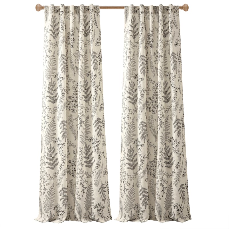 Lush Decor Botanical Dreams Window Curtain Panels Light Linen/Black Pair - 42x84