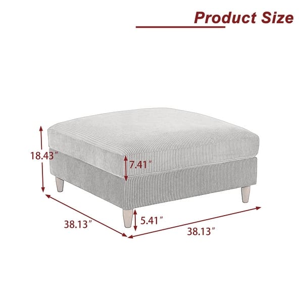38.13" Wide Square Corduroy Ottoman