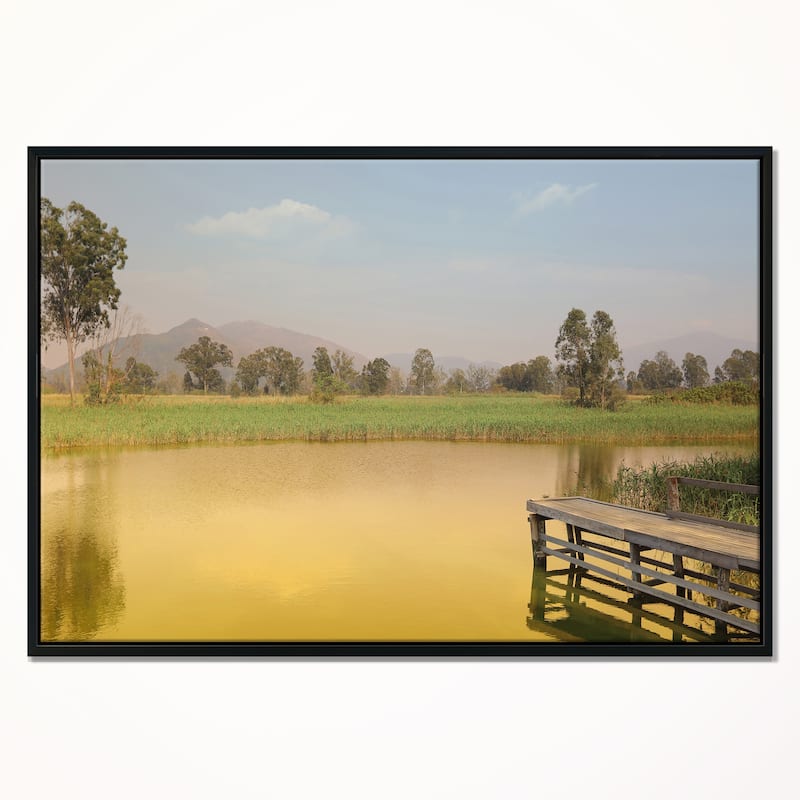 Designart "Wetland of Nam Sang Wai Yellow" Large Seascape Art Framed Canvas Print