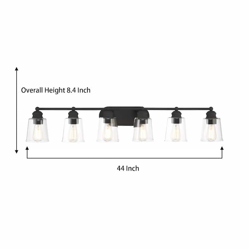 Modern Farmhouse 6-light Black Bathroom Vanity Lights with UL Certified - 44''