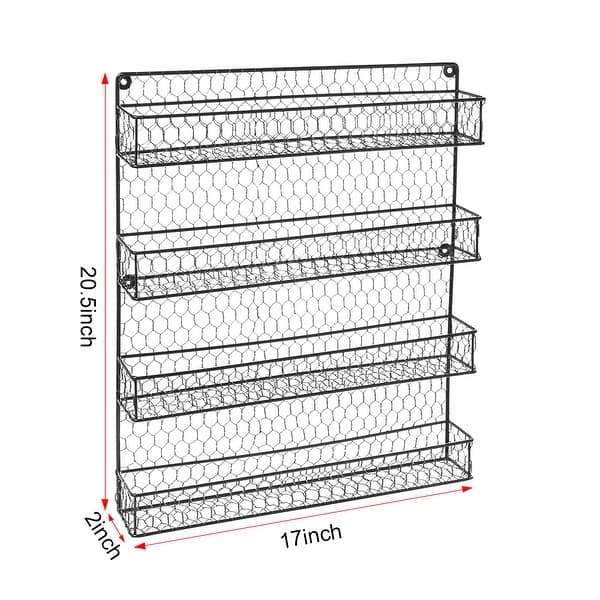 Wall Mount Spice Rack Organizer 4 Tier Hanging Spice Shelf Black - Bed ...