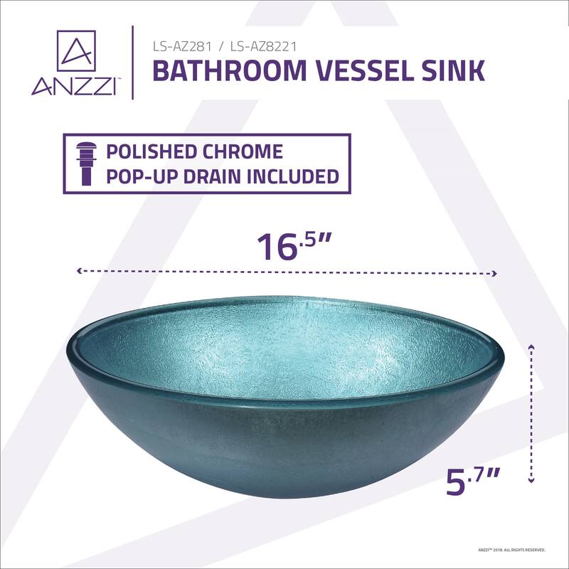Gardena Series Deco-Glass Vessel Sink in Coral Blue