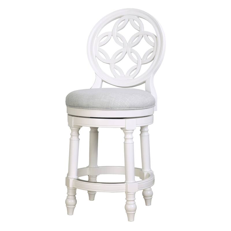 Tiffany Wood Bar Stool with Back and Swivel Upholstered Seat