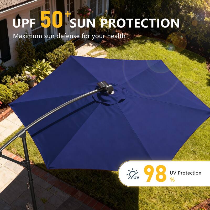 Outdoor 10FT LED lighted Patio Offset umbrella for Garden