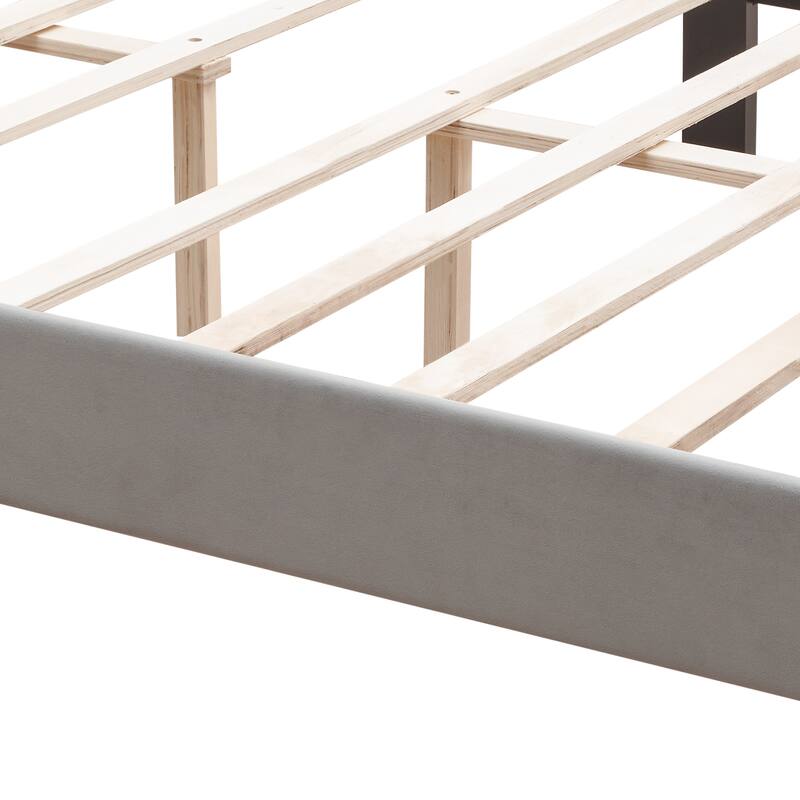 Queen Size Button Tufted Platform Bed with Strong Support