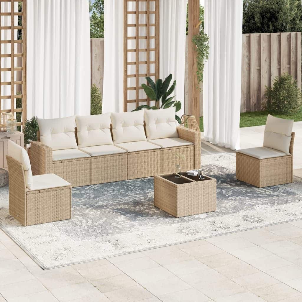 vidaXL Garden Sofa Set Beige PE rattan Large Adjustable Feet - 21.7 x 21.7 x 14.6