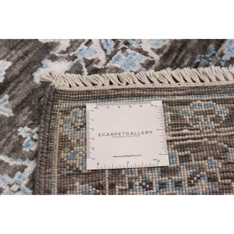 ECARPETGALLERY Hand-knotted Heritage Dark Grey Silk, Wool Rug - 6' x 9' 4"